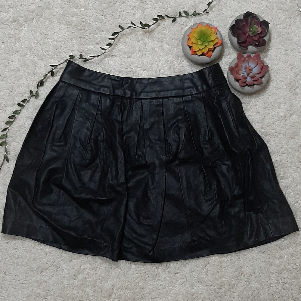 Faux Leather Mini Skater Skirt - Forever 21